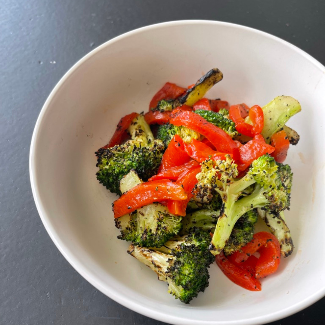 Charred Broccoli with Roasted Red Peppers (GF, DF, V)