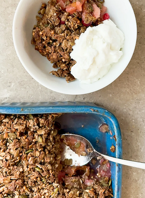 Martin sorge apple crisp with Janies Mill buckwheat topping