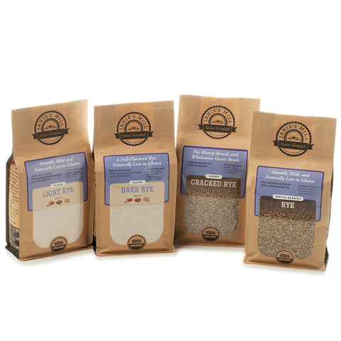 Organic Rye Flour, Rye Berries, Cracked Rye Sampler pack