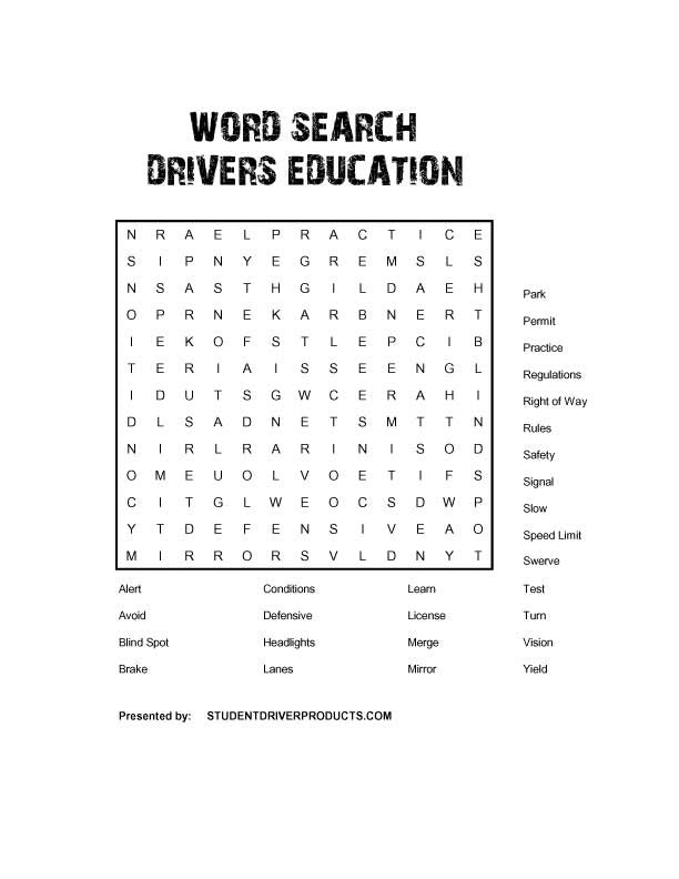 Word Search Learning - Item # 145 – Student Driver Products