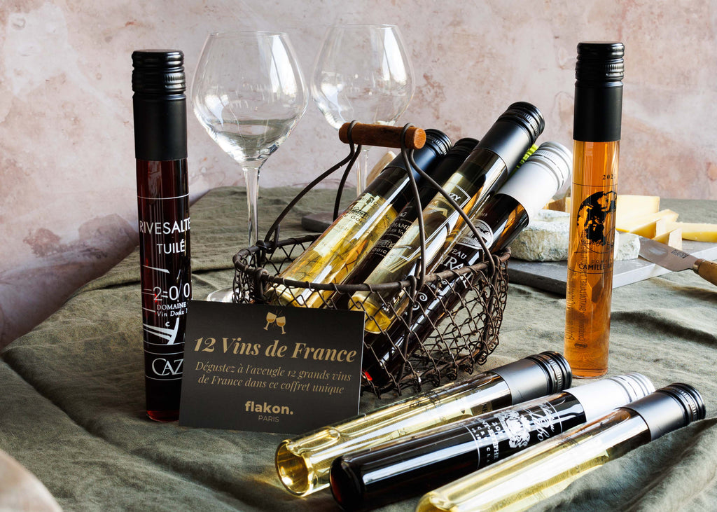 12 wines from France flakon tasting in wine bottles original gift idea