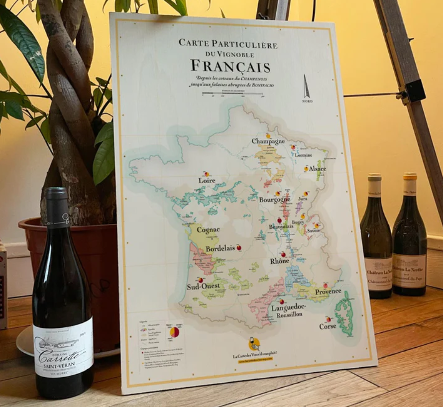 cartes des vins carte des vignobles français idée cadeau