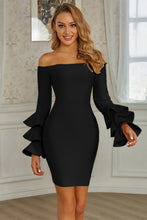 Load image into Gallery viewer, Off-Shoulder Layered Ruffle Sleeve Mini Dress

