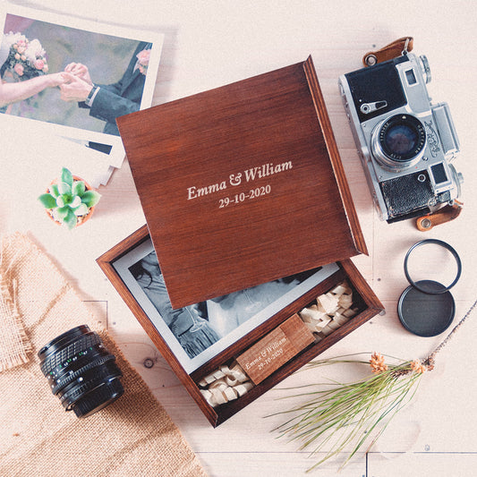 Wooden 5x7 Photo Storage Box With Personalized USB, Vintage Color, Wedding  Memory Box, Custom Photography Presentation Box, Picture Box 