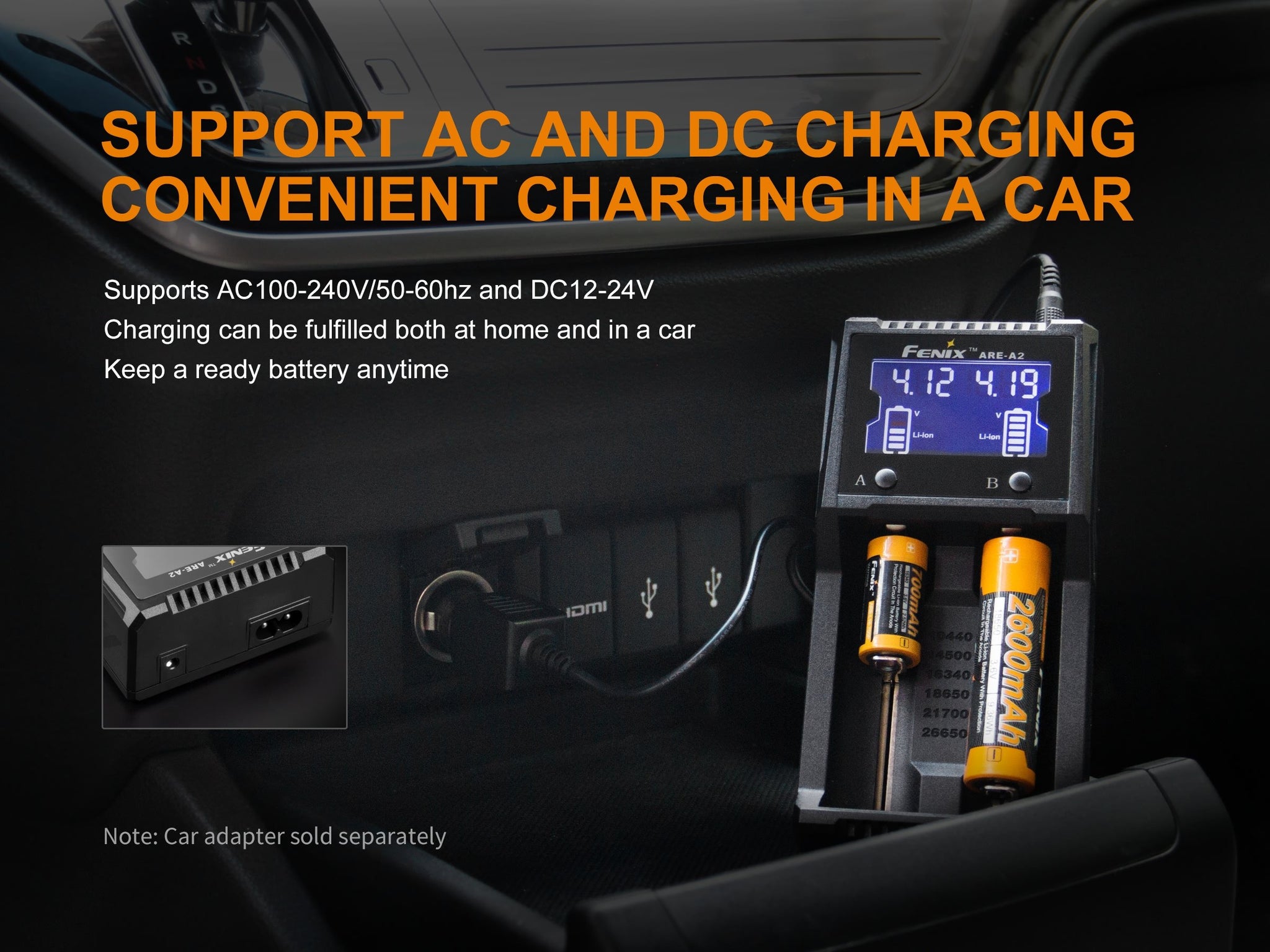 Charger support charging in a car