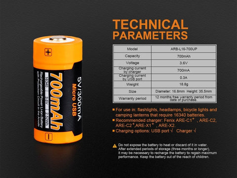 Battery technical parameters
