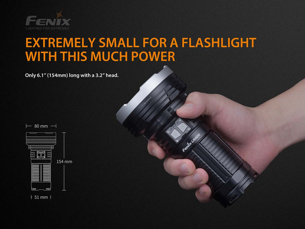 Fenix LR40R flashlight size