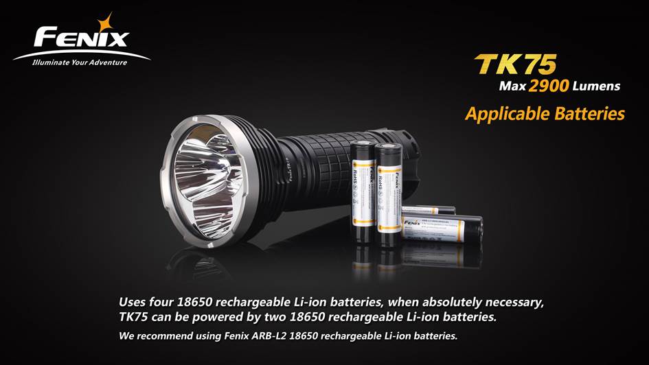 Fenix TK75 flashlight compatible battery