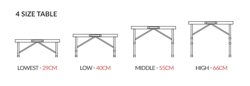 KZM Iron Mesh 3 Folding Table adjustable height
