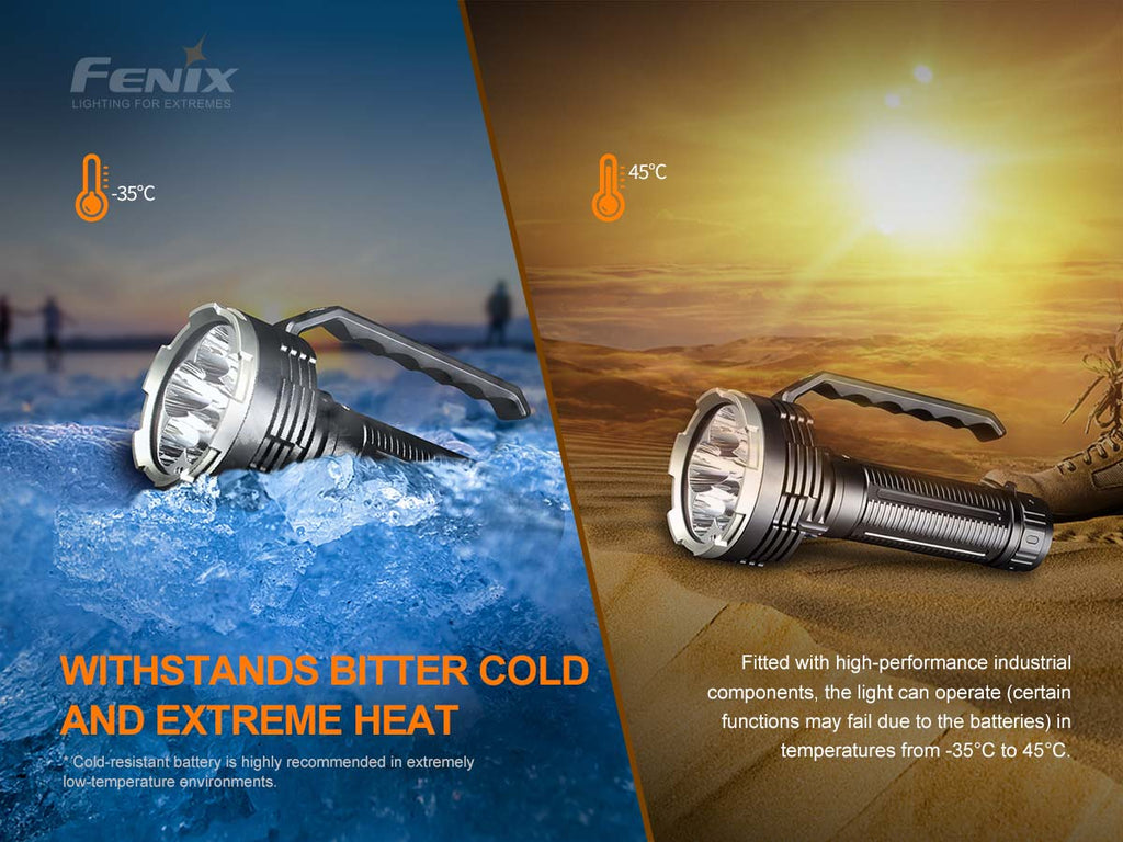 Fenix LR80R flashlight cold and hot