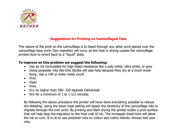 Rothco printing instructions