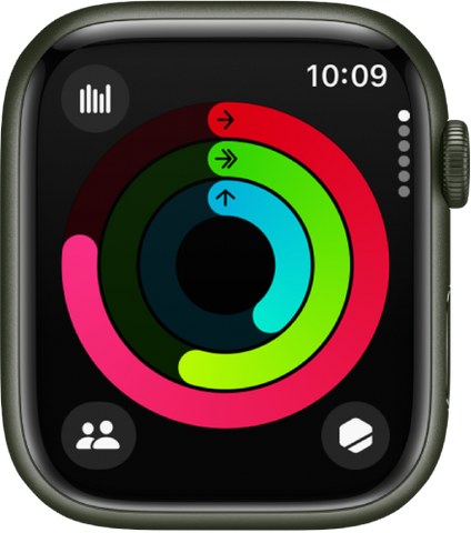 Apple Watch displaying the three activity rings for movement, calories and standing