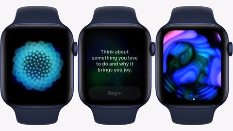 Apple Watch Breathe App, displaying visual patterns and cues for relaxation and mindfulness