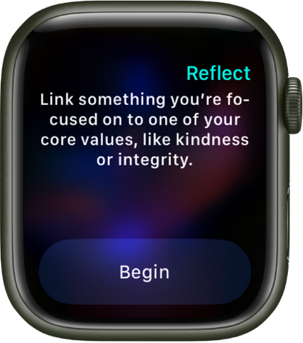 Apple Watch displaying the mindfulness app, "Breathe"