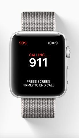 Apple Watch displaying Emergency SOS calling 911