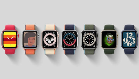 Different Apple Watch faces on display