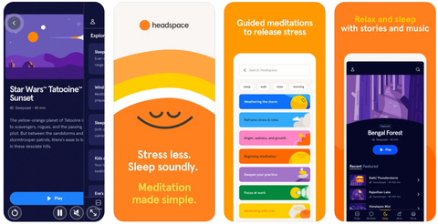 Headspace user interface display on iPhone screen