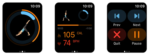 Pocket Yoga displays on Apple Watch screens