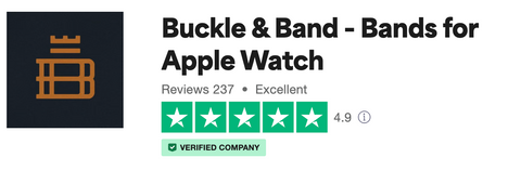 Buckle and Band's 5 star, 4.9 Trustpilot rating