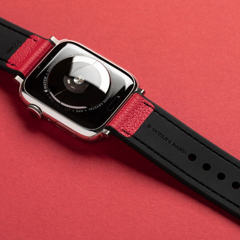 Hybri red Apple Watch sports strap by Buckle and Band