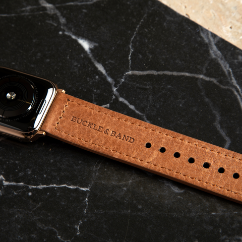Khaki brown Lond leather Apple Watch strap by Buckle and Band