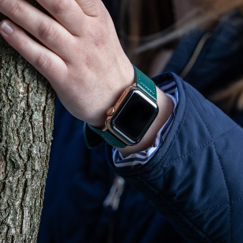 Green Vegan Apple Watch Strap by Buckle and Band