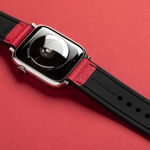 Red and Black Apple Watch strap by Buckle and Band