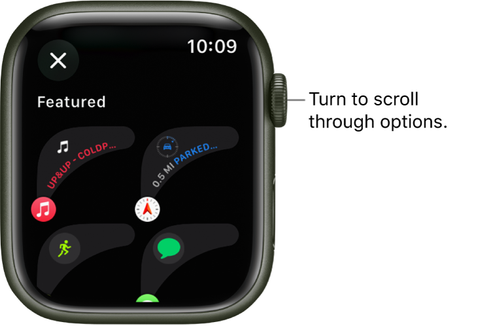 Apple Watch displaying complications, along with instructions on how to apply them