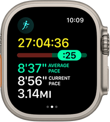 Apple Watch Ultra displaying exercise stats