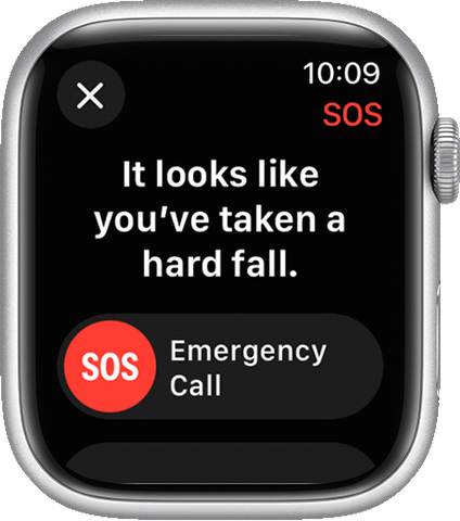 Apple Watch displaying Fall Detection alert screen