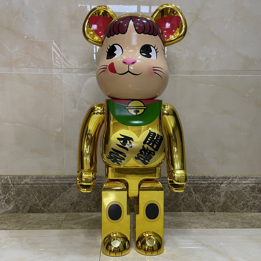 70cm Bearbrick 1000% Plating Lucky Cat Building Blocks Bear Action Figure  Collectable Model Doll