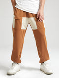 Mens Two Tone Patchwork Street Loose Cuffed Sweatpants With Pocket