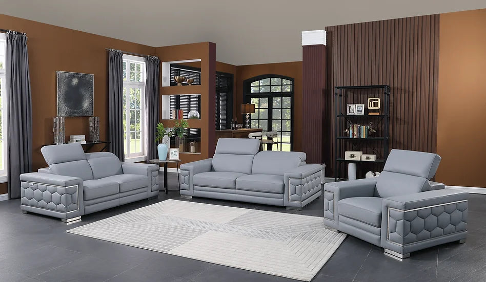 3 - Piece Living Room Set in Favo (LT. Blue)