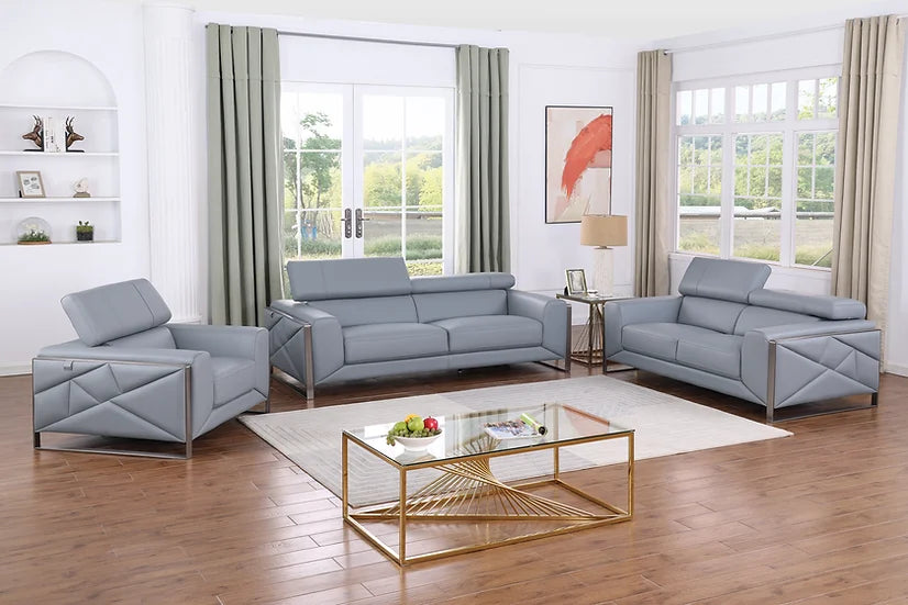 3pc Living Room Set in Giorgio's LT. Blue Color