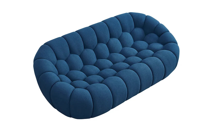 3-Piece Living Room Set in Blue with Bubbles Design