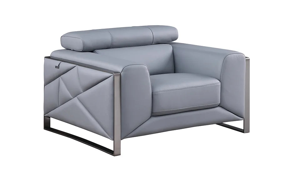 3pc Living Room Set in Giorgio's LT. Blue Color