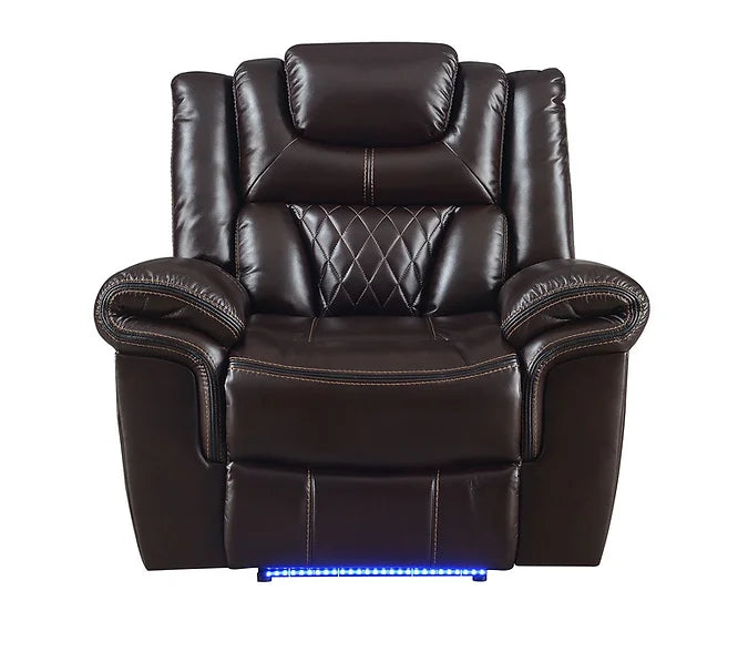 Brown 3-Piece Reclining Living Room Set for Party Time