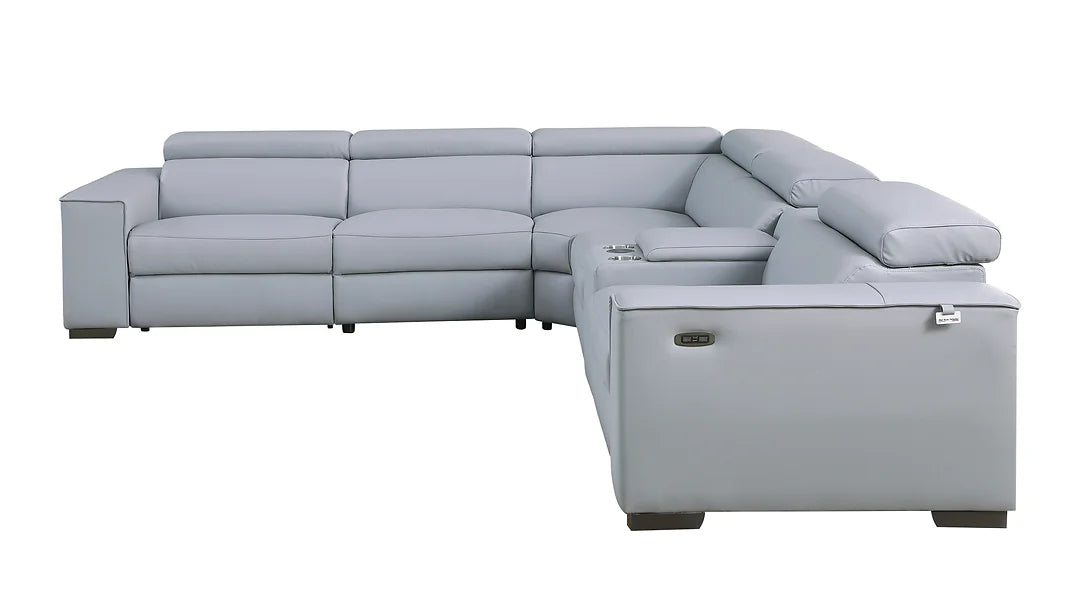Reclining Sectional in 6 Pieces by Picasso (LT. Blue 2 Power)