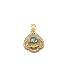 Load image into Gallery viewer, Vintage Old Style 10k Gold Blue Topaz Pendant
