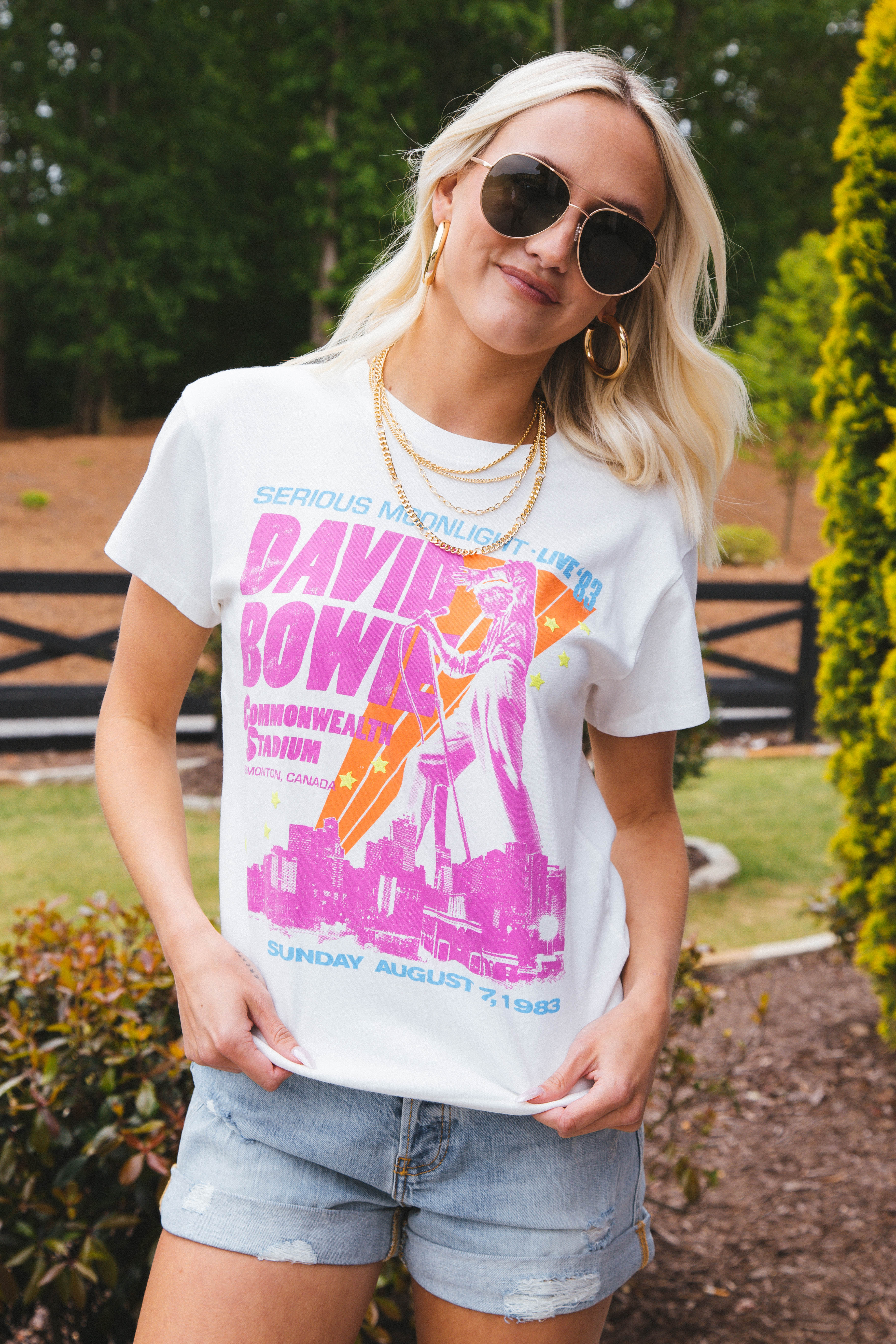 David Bowie Moonlight Tee, Vintage White | Daydreamer