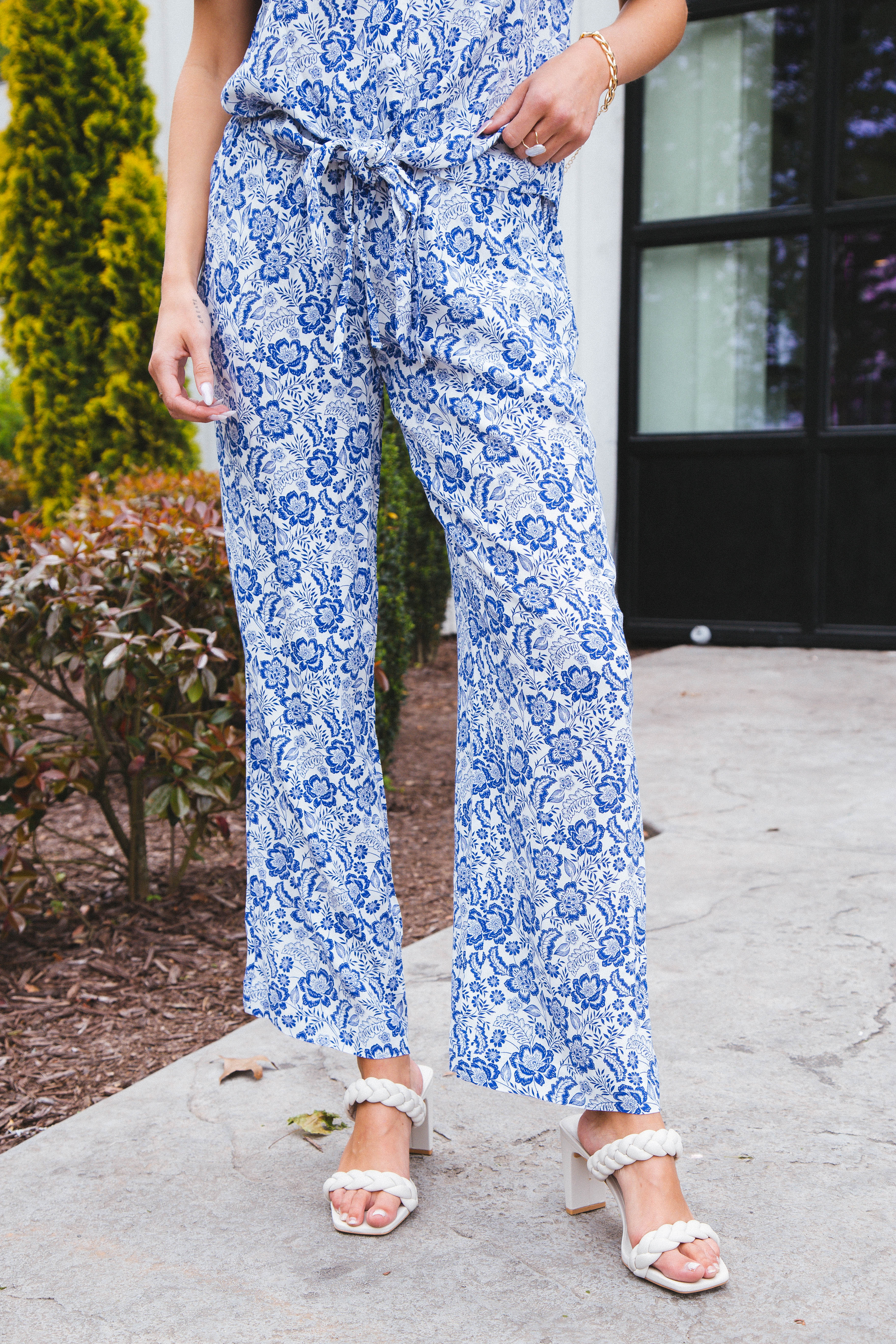 Wendy Floral Pants, Blue/White | Velvet Heart