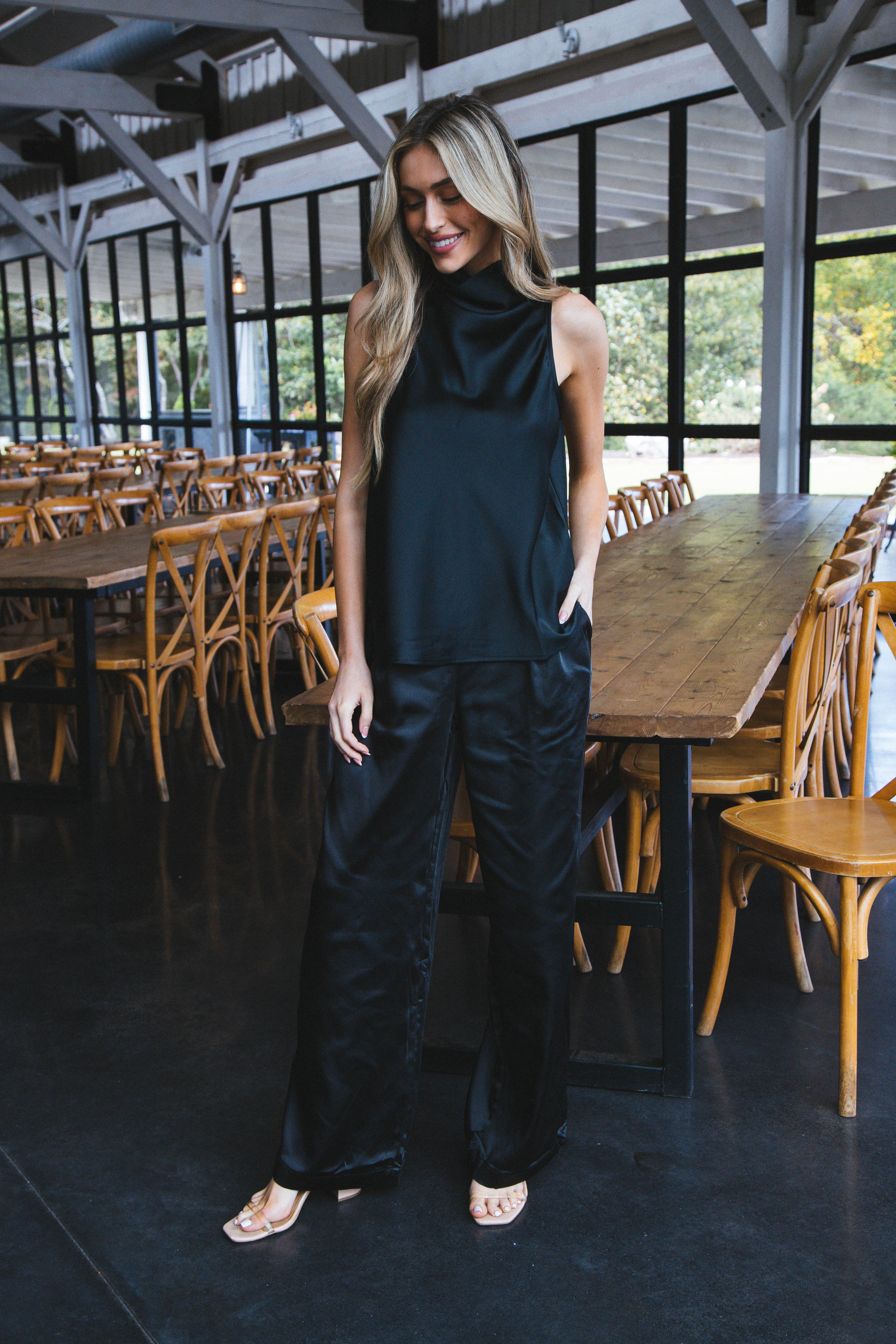 Too Cute Satin Sleeveless Top Black , Sanctuary