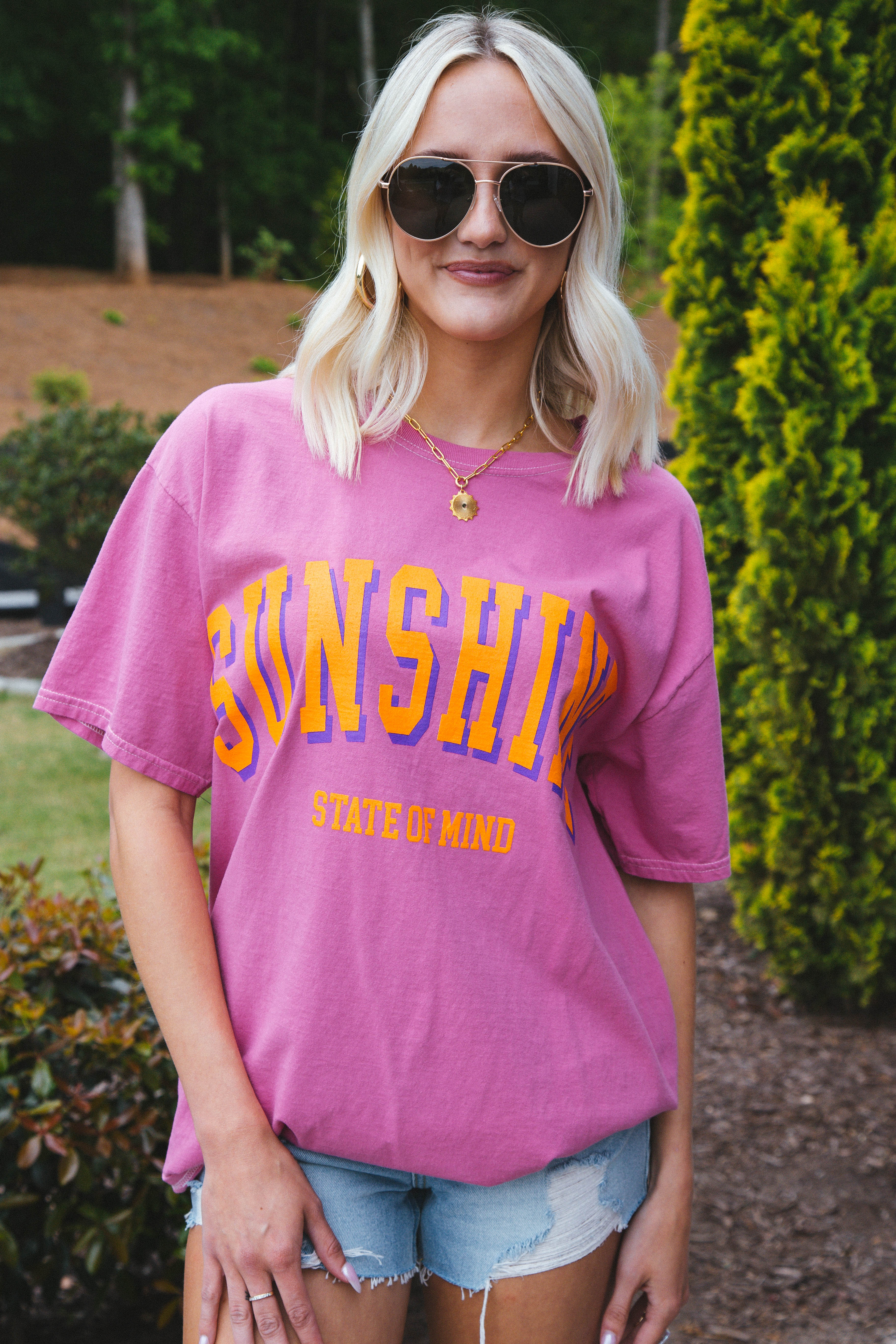 Sunshine State Oversized Graphic Tee, Pink