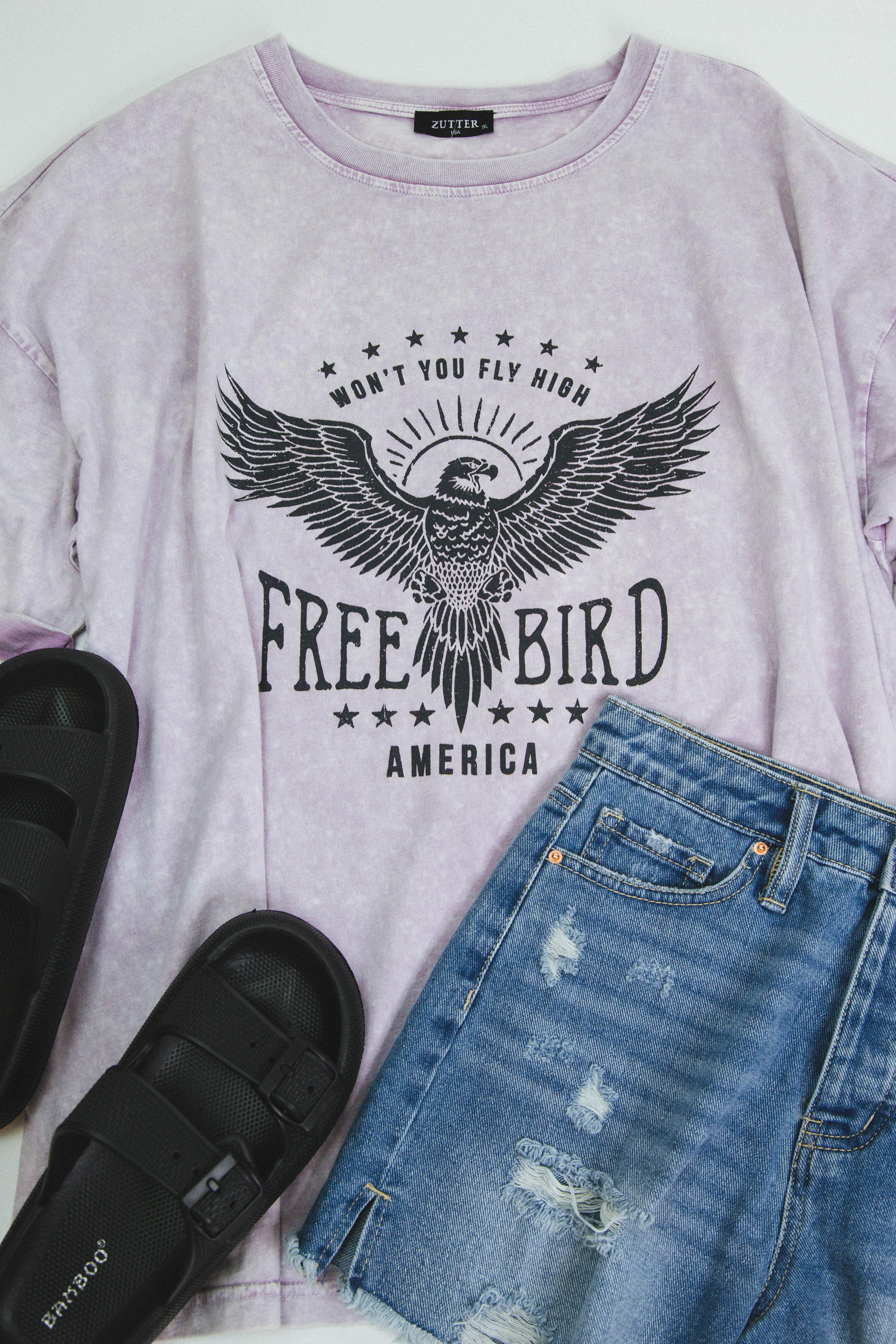 Free Bird America Graphic Tee, Lavender | Plus Size