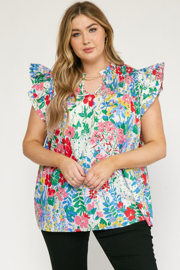 Plus Size 24/7 Olivia Floral Tunic Tee