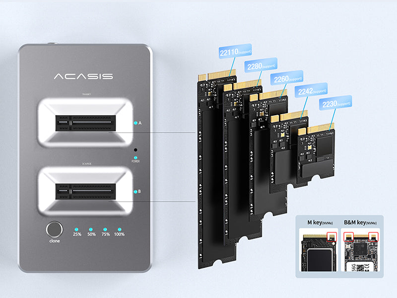 ACASIS NVMe M.2 Duplicator Dual-Bay Offline Clone USB C to NVME Docking Station