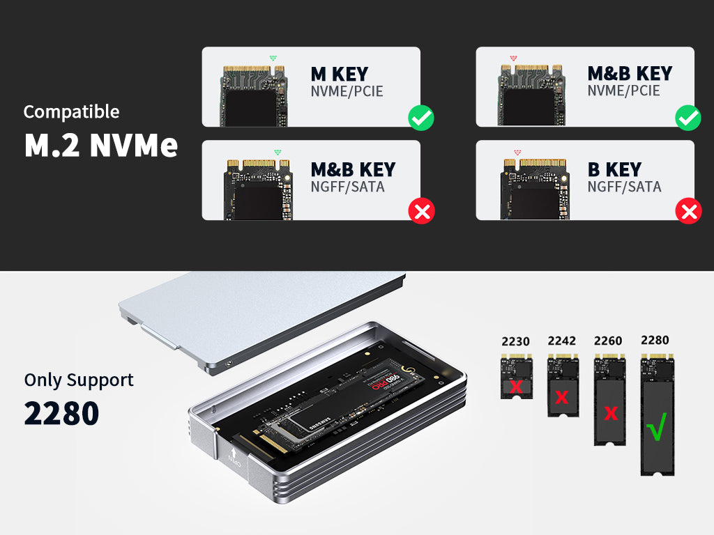 Acasis 40Gbps M.2 Nvme SSD Enclosure Compatible with Thunderbolt 3/4, USB  4.0/3.2/3.1/3.0/2.0, TBU401