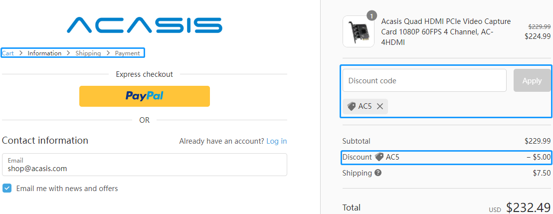 Acasis how to use coupon code