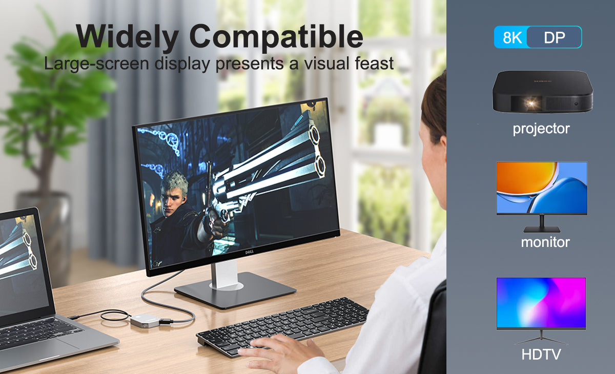 ACASIS Thunderbolt 3 40Gbps to Dual DisplayPort Adapter 4K60Hz Support 8K60Hz Single Display Compatible with Thunderbolt 3/4