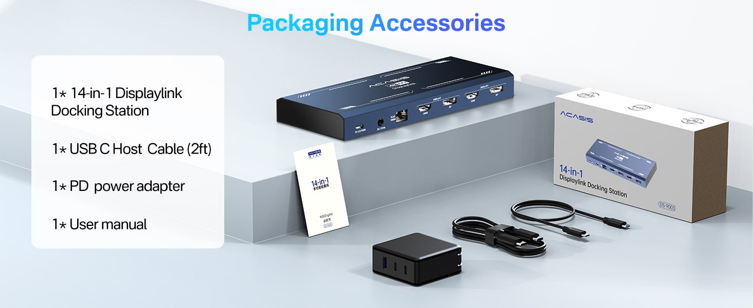 ACASIS Dual 4K HDMI Displaylink Laptop 13-in-1 USB-C Hub for M1, M2, and M3 MacBooks